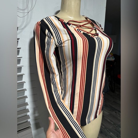 No Boundaries Multicolor Striped Long Sleeve Top - Picture 2 of 6